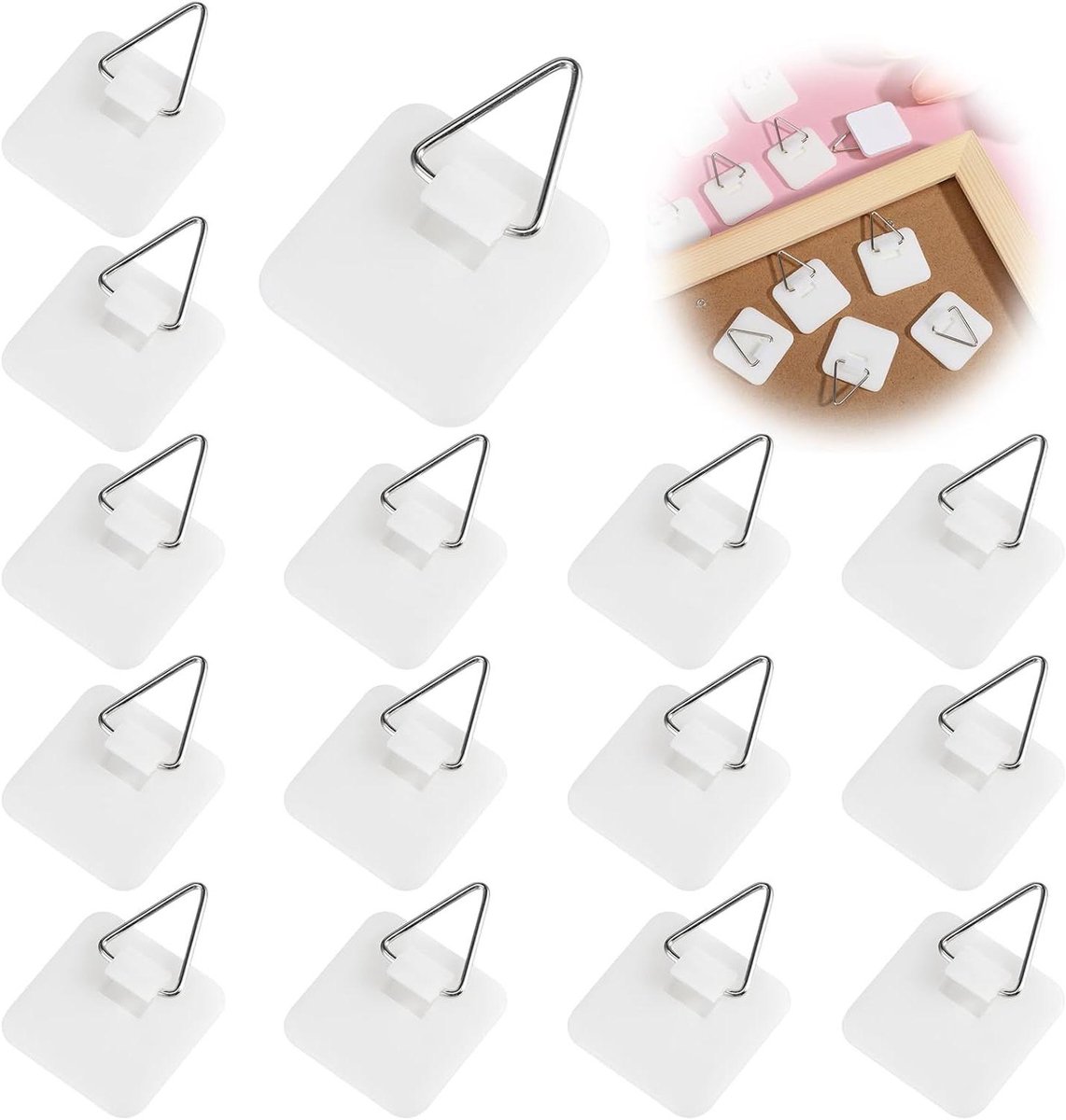 Zelfklevende Fotohangers - Kleverige Haken - Muurdecoratie Ophangen - Geen Schade Muren - 32x32mm - Wit
