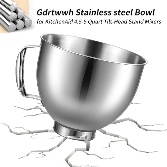 Roestvrijstalen mengkom voor 4,5-5 Quart Tilt-Head Stand Mixer - Vaatwasmachinebestendig van KitchenAid — afbeelding 4