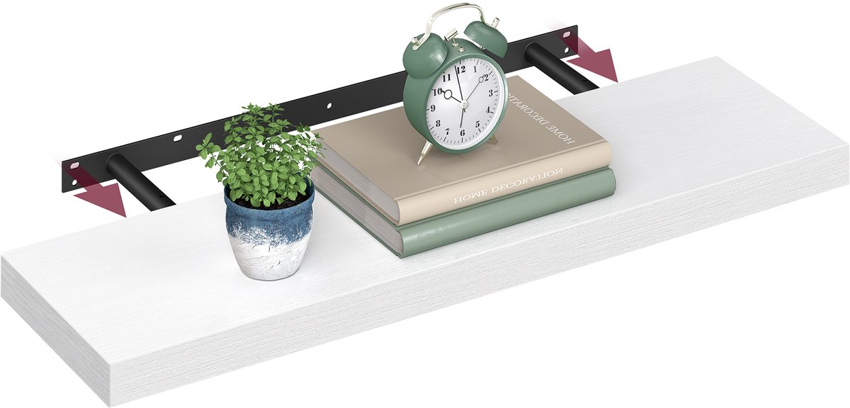 Vasagle Wandplank - Wandplank voor Fotolijsten en Decoratie - Voor Woonkamer Kantoor Keuken Sneeuwwit