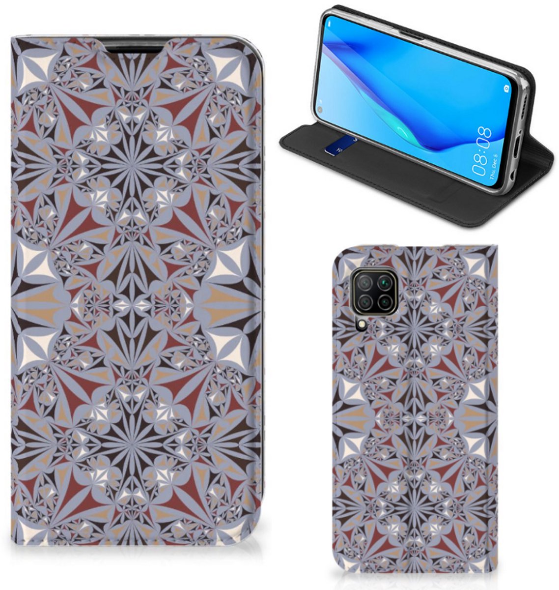 Huawei P40 Lite Standcase Flower Tiles