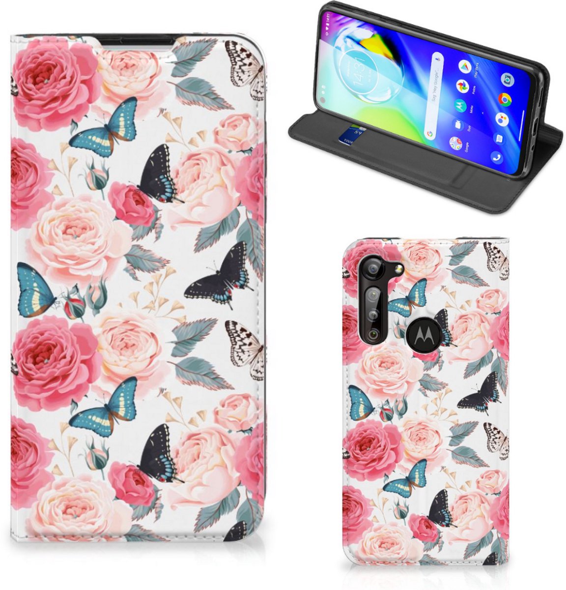 Motorola Moto G8 Power Smart Cover Butterfly Roses
