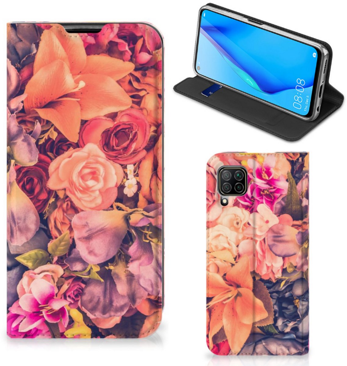 Huawei P40 Lite Smart Cover Bosje Bloemen