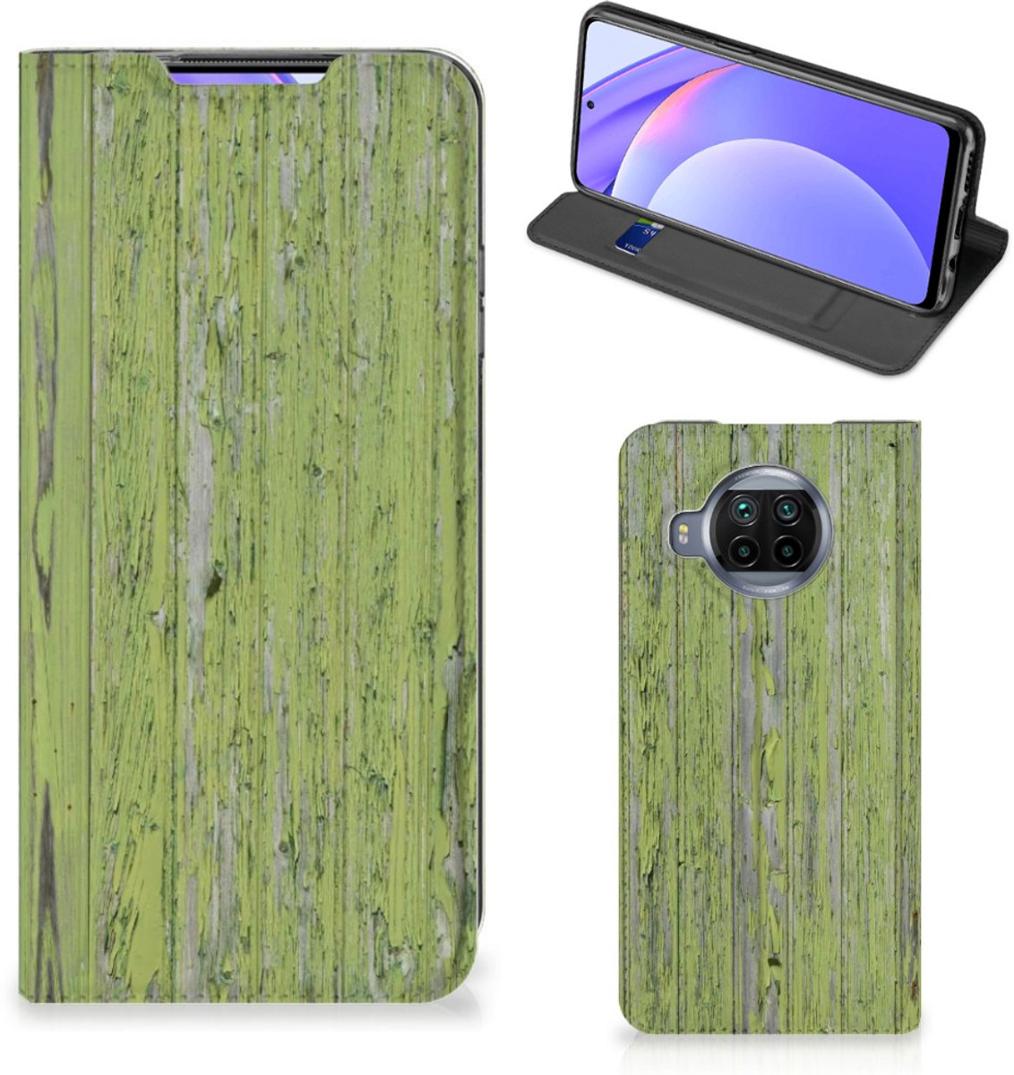 Xiaomi Mi 10T Lite Book Wallet Case Green Wood
