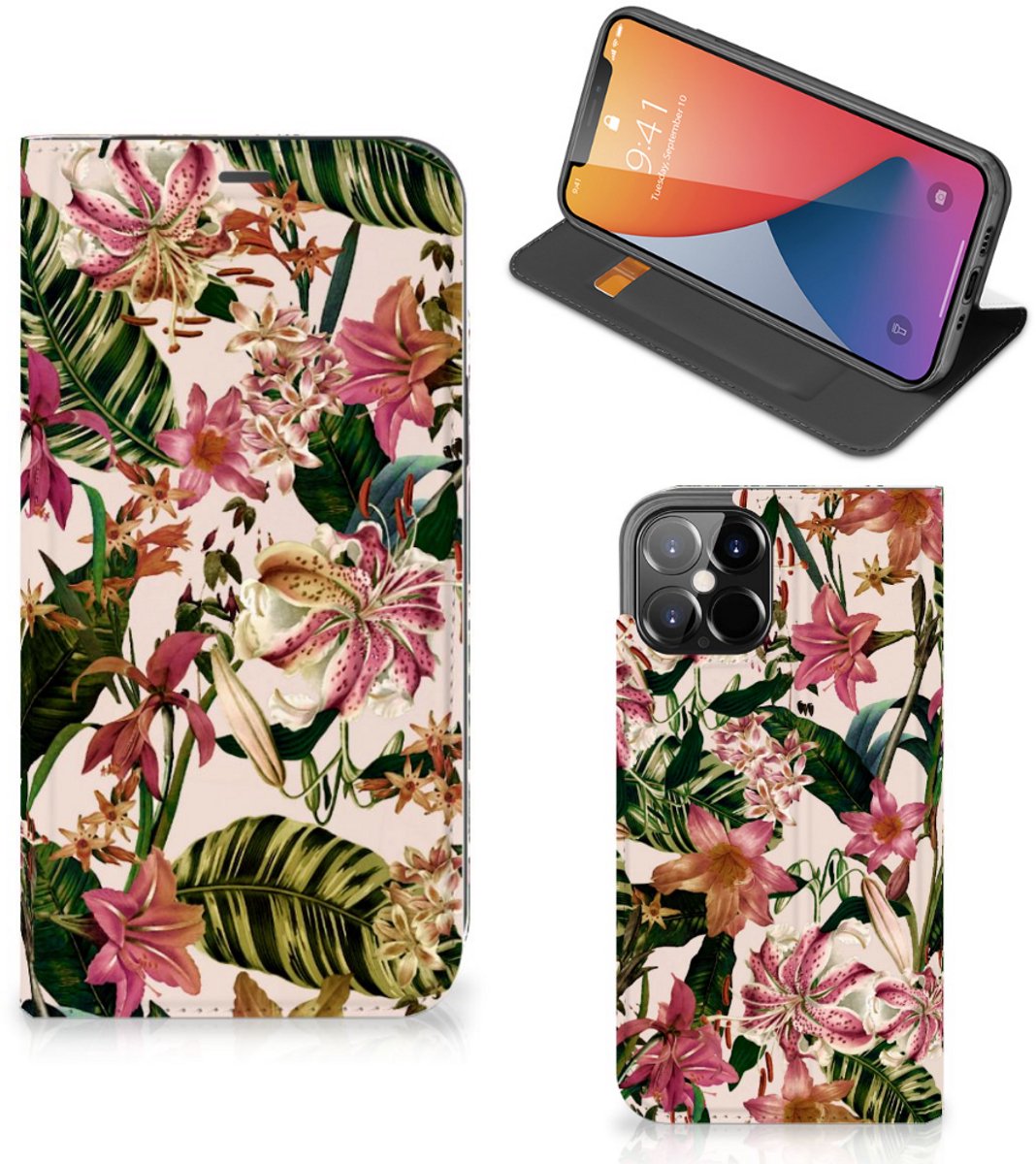 Book Case voor iPhone 12 Pro Max Smart Cover Flowers