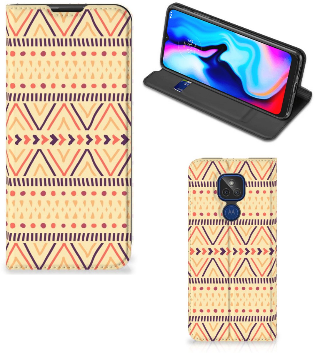 Motorola Moto G9 Play Hoesje met Magneet Aztec Yellow
