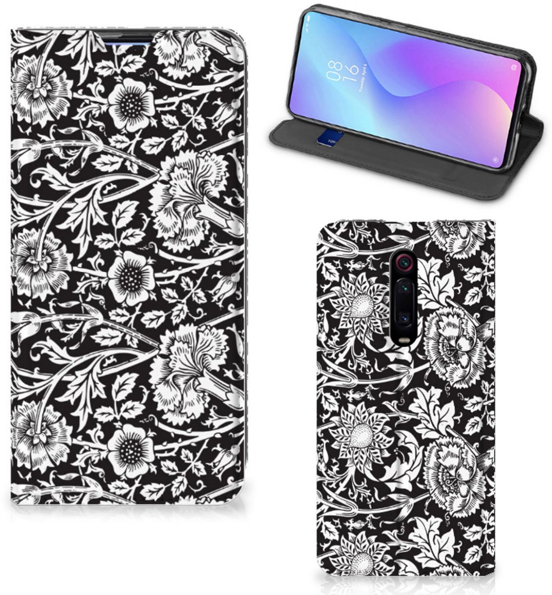 Xiaomi Mi 9T Pro Smart Cover Black Flowers