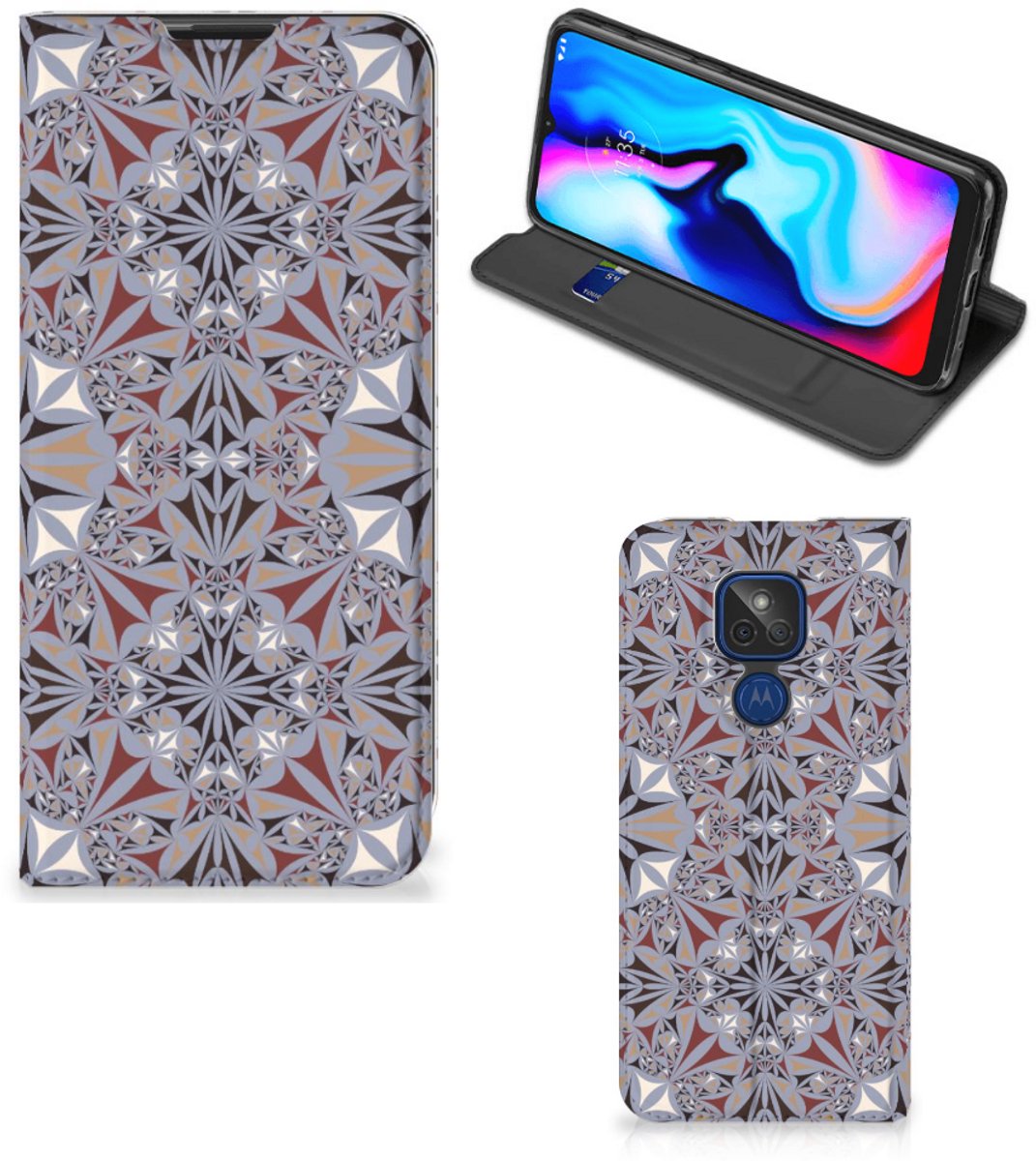 Motorola Moto G9 Play Standcase Flower Tiles