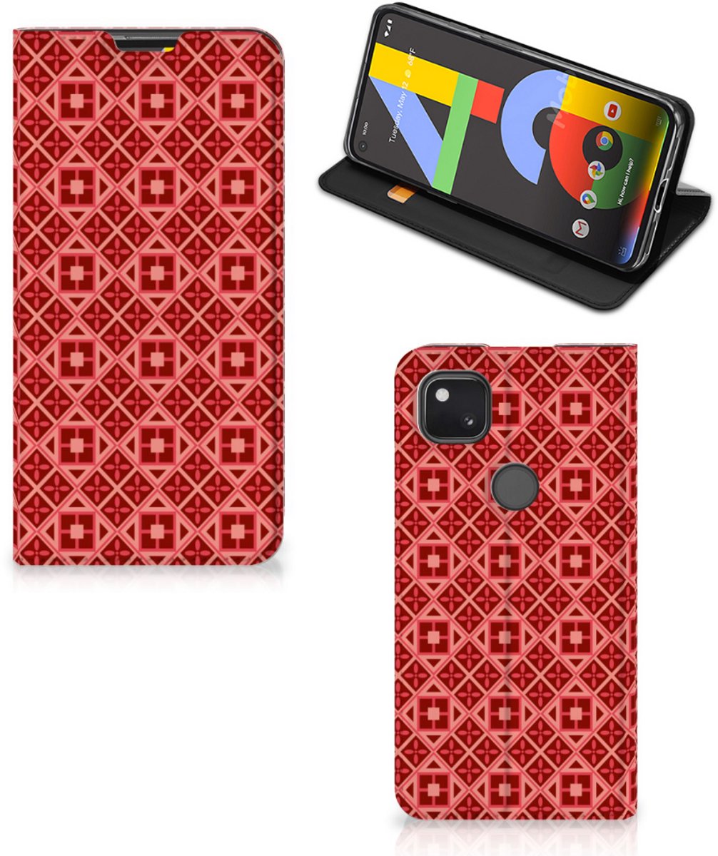 Book Case voor Google Pixel 4a Hoesje met Magneet Batik Rood