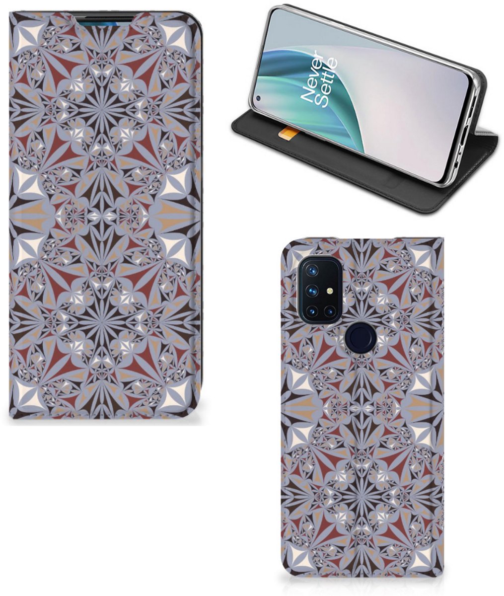 Book Case voor OnePlus Nord N10 5G Standcase Flower Tiles