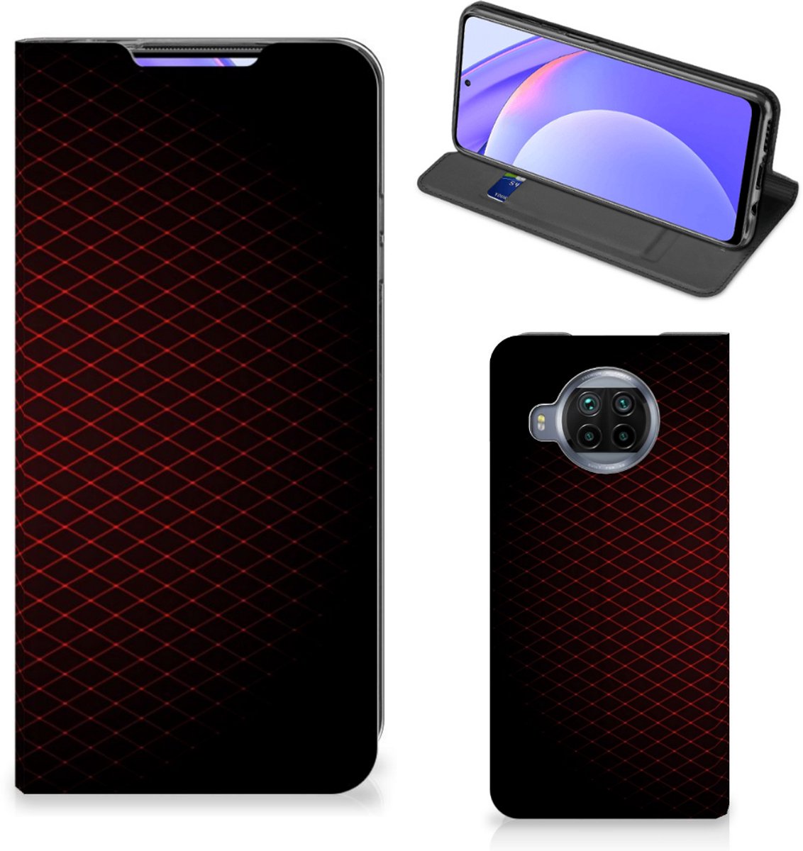 Xiaomi Mi 10T Lite Hoesje met Magneet Geruit Rood