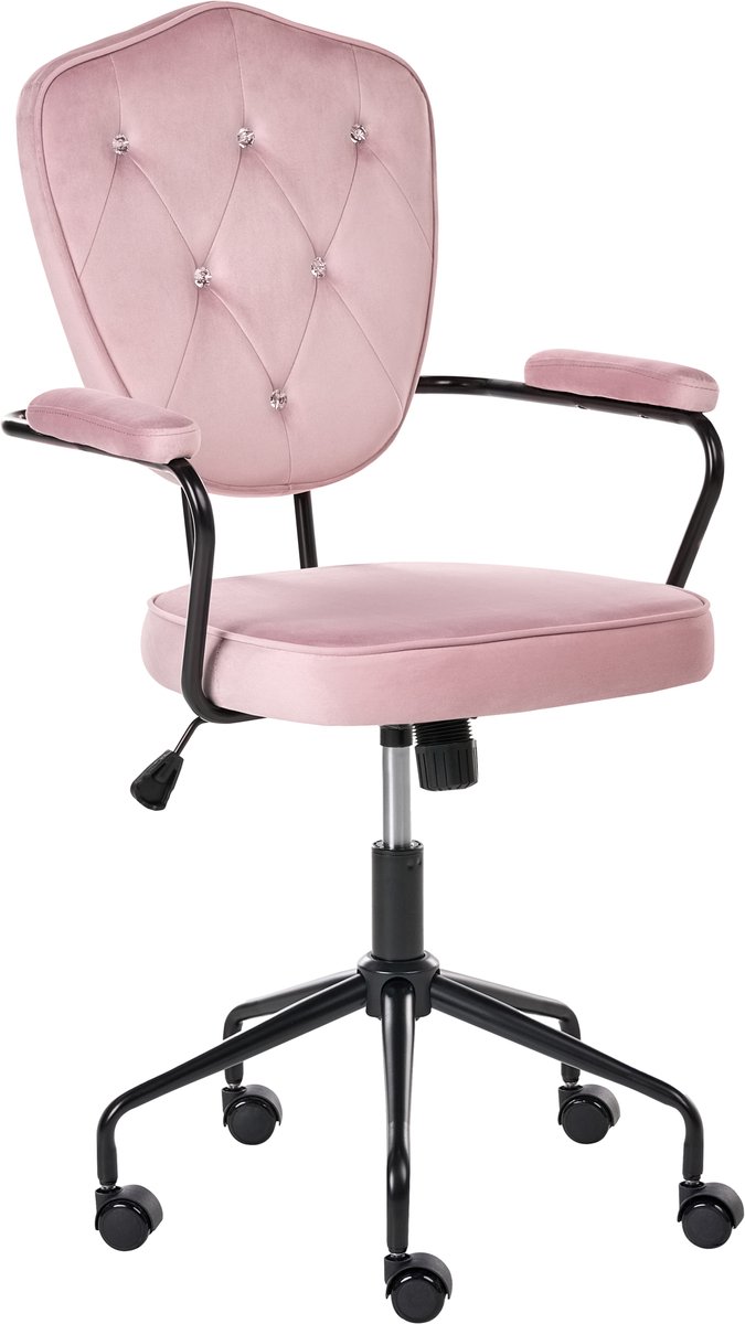 VELISSE - Bureaustoel - Pastelroze - Fluweel