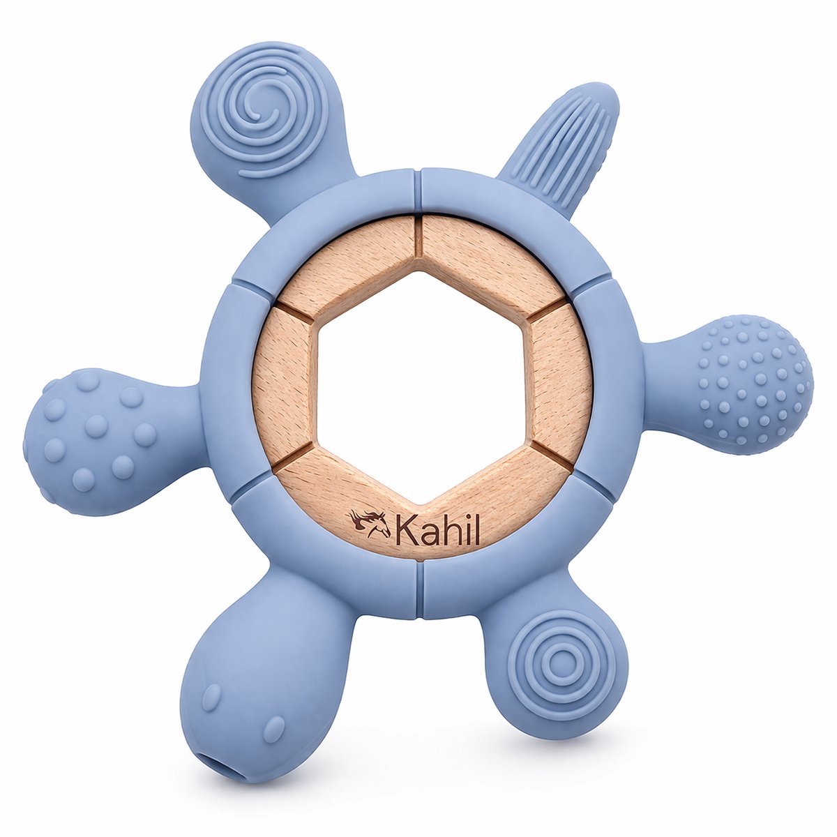 Kahil - Bijtring - Blauw - Verzachtend voor Tandjespijn - Siliconen Bijtring - Veilig Bijtspeelgoed - Baby