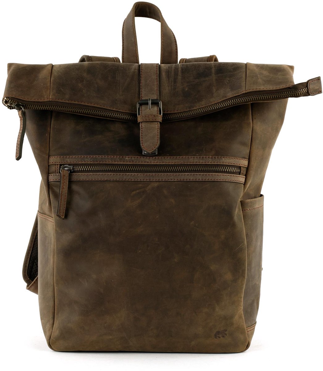 Bear Design Rick HD Rolltop Laptop Rugzak / Rugtas - 13 inch - Bruin