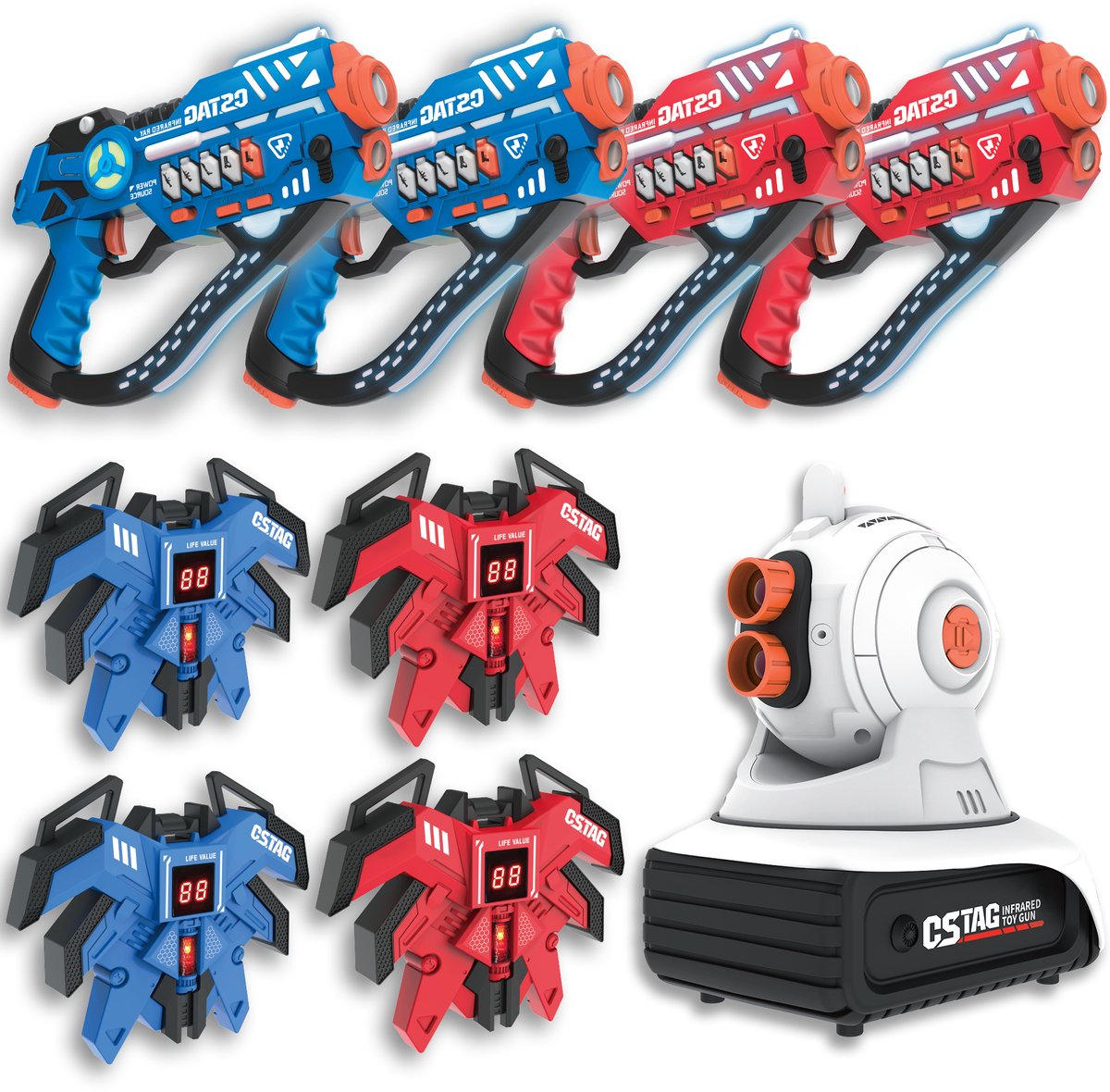 Savorelle® Lasergame Set voor Kinderen - Volwassenen - 4 Spelers - Oplaadbaar Speelgoed Pistool - Laserguns - Lasershoot - 4 Laserguns en 4 Vesten en 1 Projector - Binnen en Buiten - Groepsspel