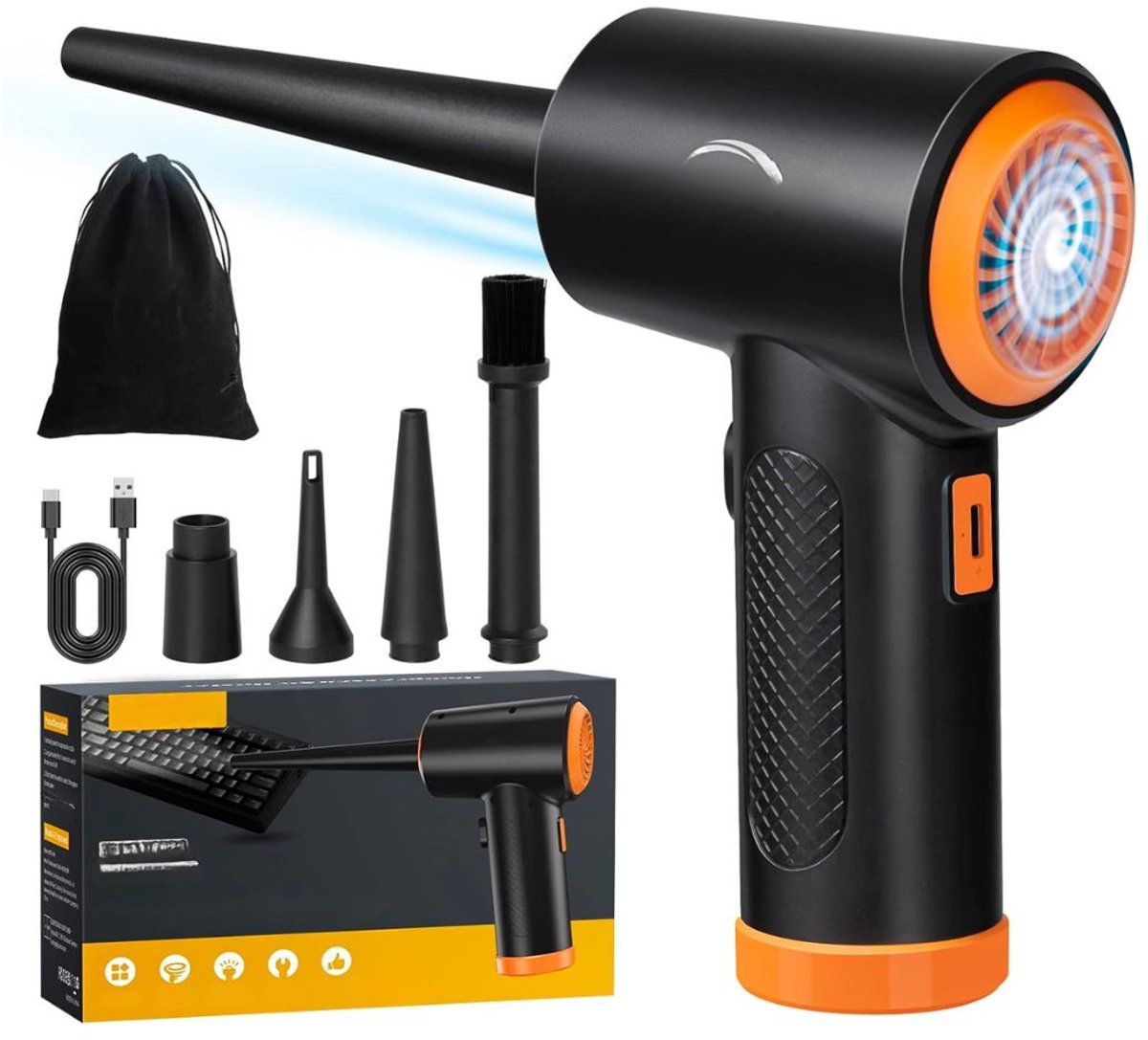 MMP® Compressed Air - Zwart en oranje - 6cm x 6cm x 16cm