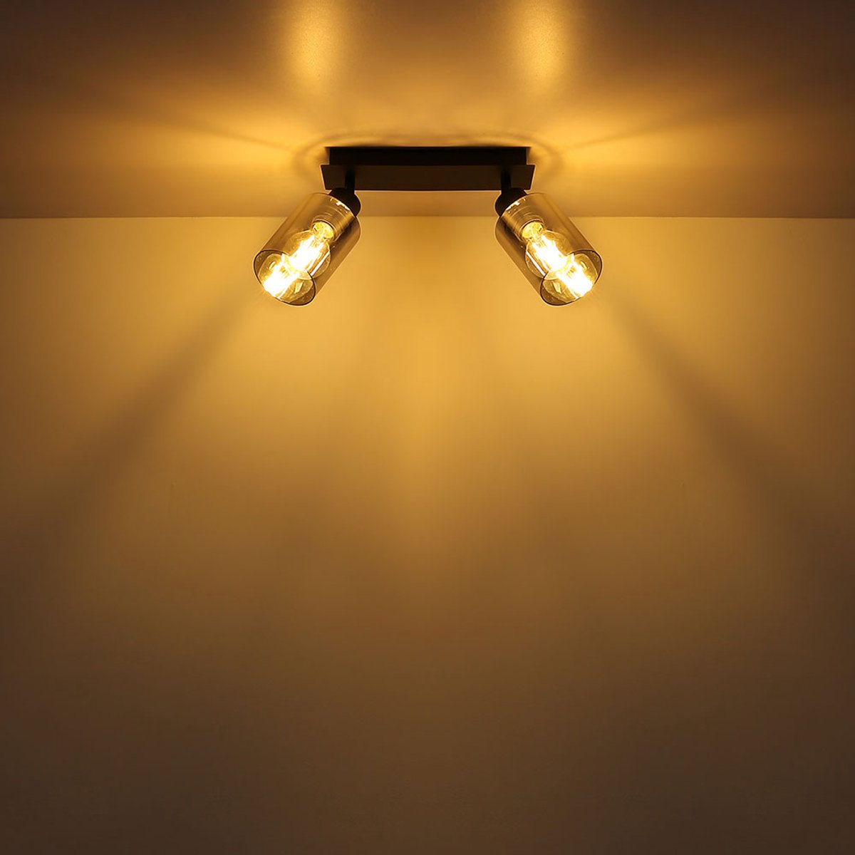 Globo - spot - HADERA - zwart - glas - opbouwspot - E27 - 15465-2