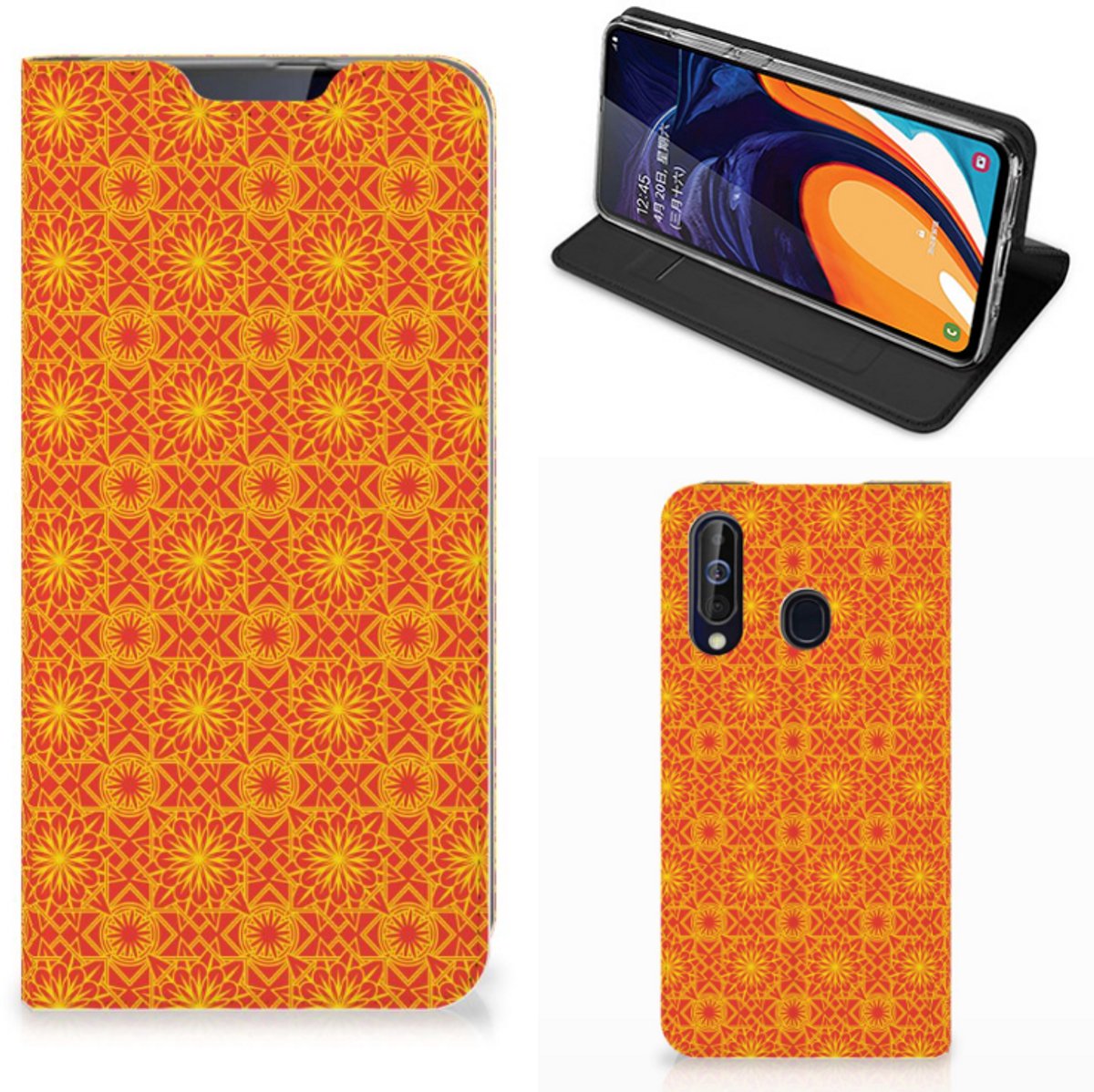 Samsung Galaxy A60 Hoesje met Magneet Batik Oranje