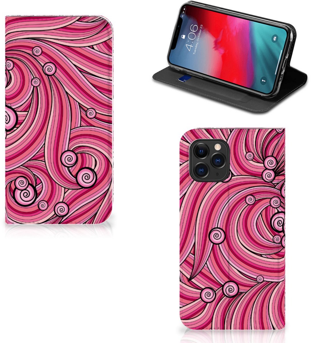 Standcase Hoesje voor Apple iPhone 11 Pro Bookcase Swirl Pink