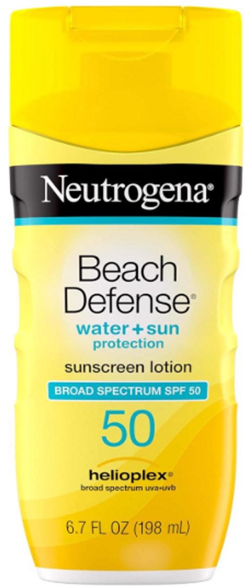 Neutrogena Beach Defense SPF 50 Zonnebrand Lotion 198ml – Gezicht & Lichaam – Olievrij – Sneldrogend – Waterbestendig – Zonbescherming Hoge Factor