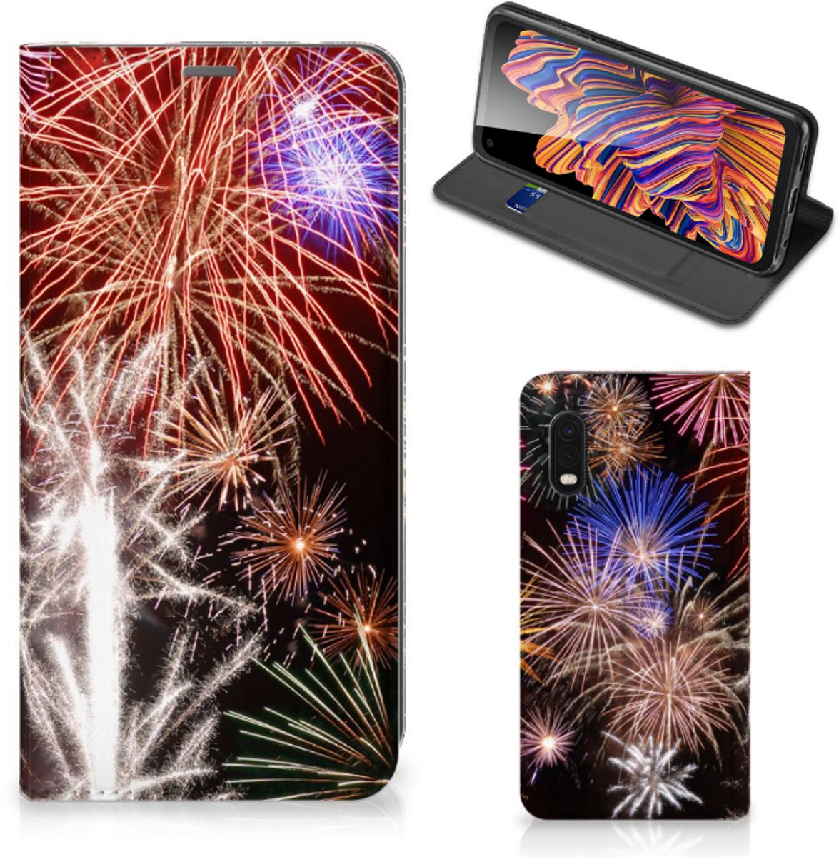 Samsung Xcover Pro Hippe Standcase Vuurwerk