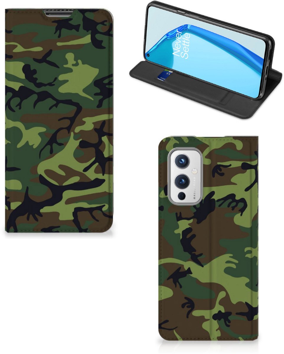 OnePlus 9 Hoesje met Magneet Army Dark