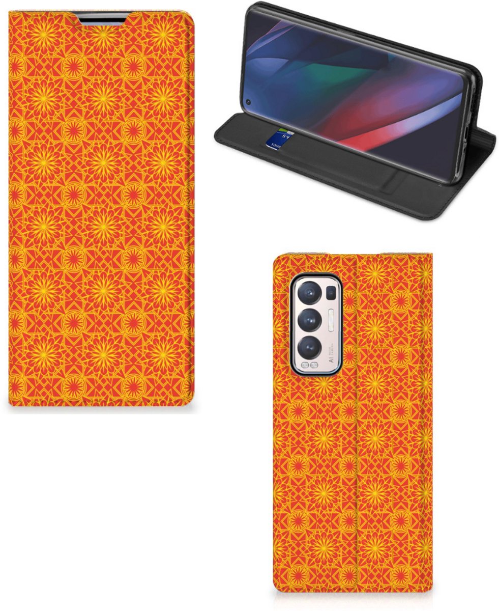 OPPO Find X3 Neo Hoesje met Magneet Batik Oranje