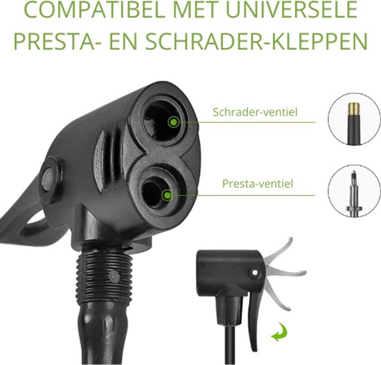 Vloer fietspomp - Draagbare Fiets Luchtpomp - Pomp met Meter en Slimme Ventielkop - Geel — afbeelding 4
