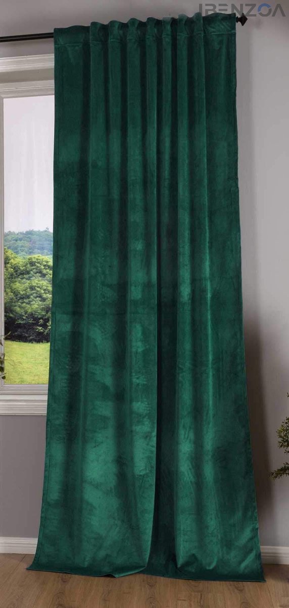 Ibenzoa Verduisteringsgordijn - Fluweel - 235x135 cm - Groen - Tunneldoorvoer