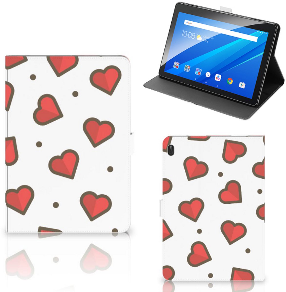 Lenovo Tab E10 Tablet Hoes Hearts