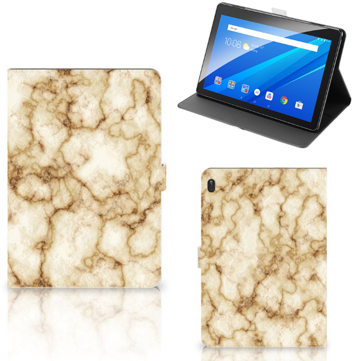 Lenovo Tab E10 Leuk Tablet hoesje Marmer Goud