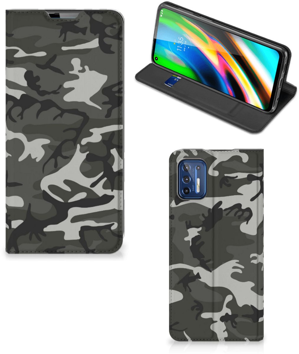 Motorola Moto G9 Plus Hoesje met Magneet Army Light