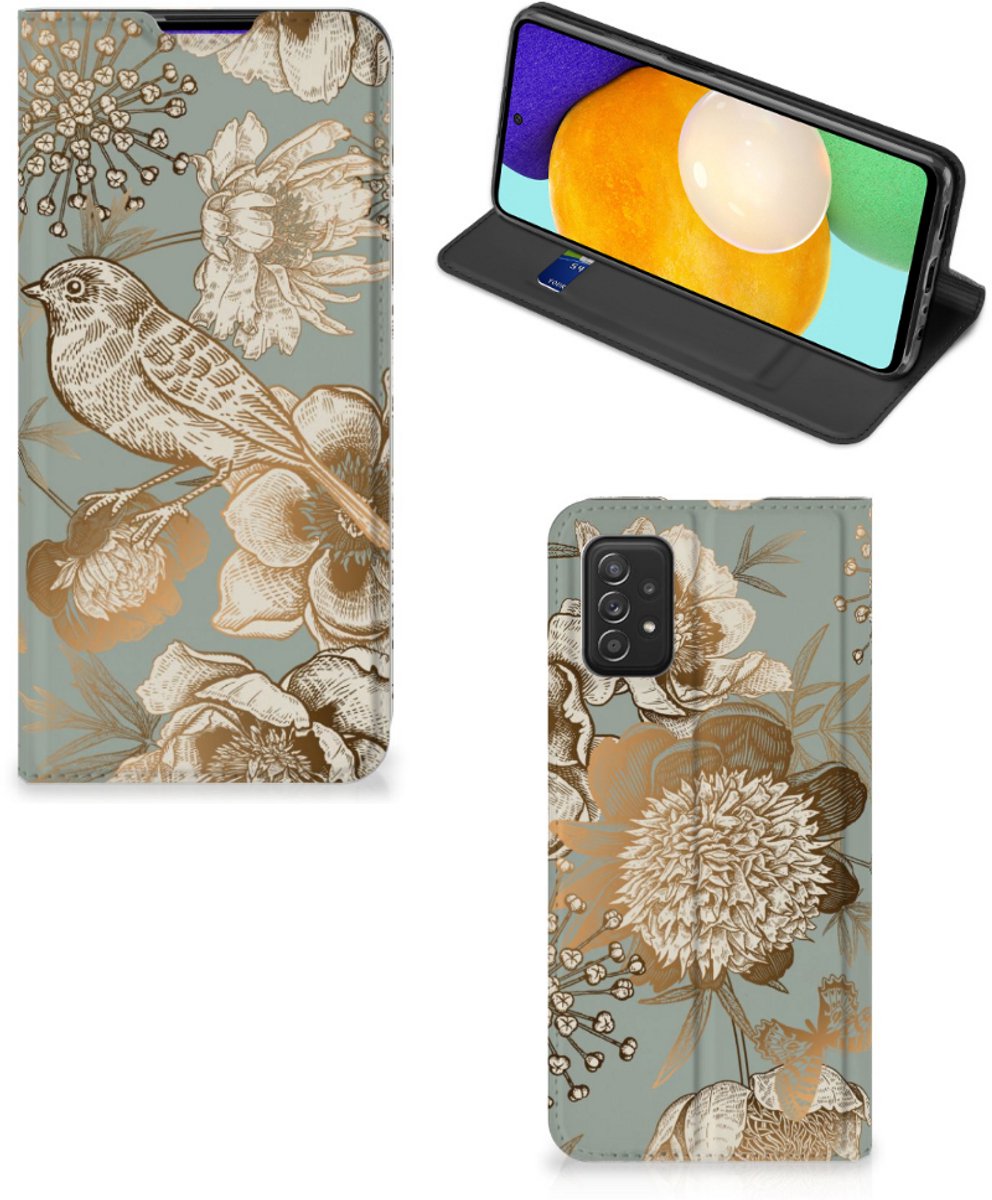 Smart Cover voor Samsung Galaxy A03s Vintage Bird Flowers