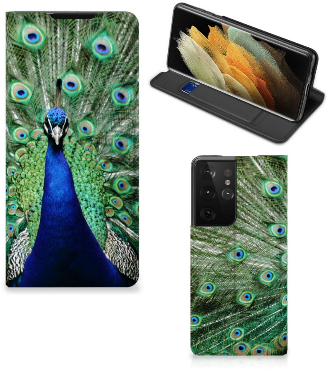 Book Case voor Samsung Galaxy S21 Ultra Hoesje maken Pauw