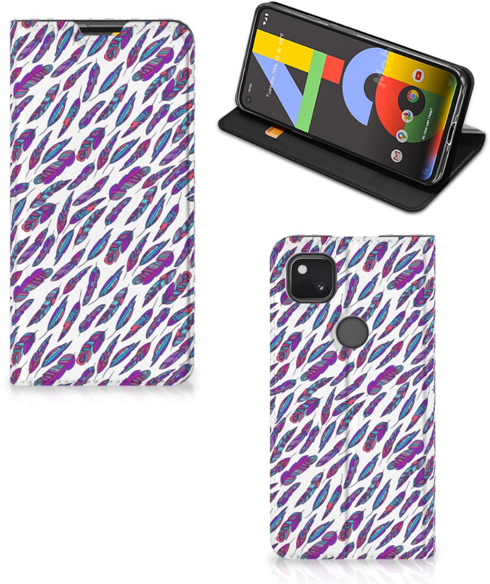 Google Pixel 4a Hoesje met Magneet Feathers Color