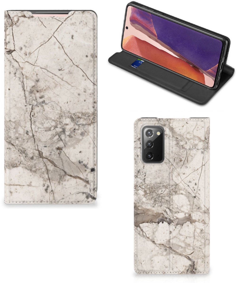 Standcase Hoesje voor Samsung Galaxy Note20 Standcase Marmer Beige
