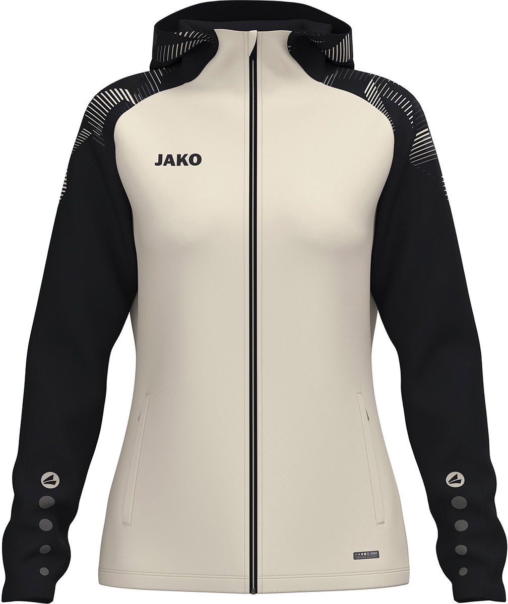 Jako Sonic Jas Met Kap Dames - Off White / Zwart | Maat: 42/44