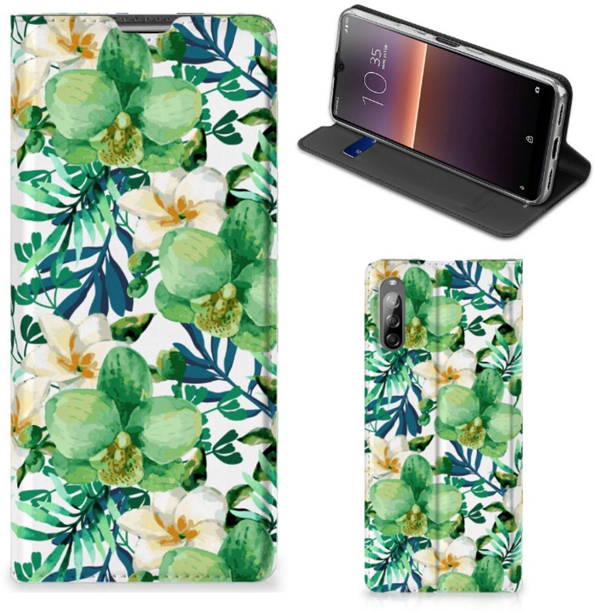 Standcase Hoesje voor Sony Xperia L4 Smart Cover Orchidee Groen