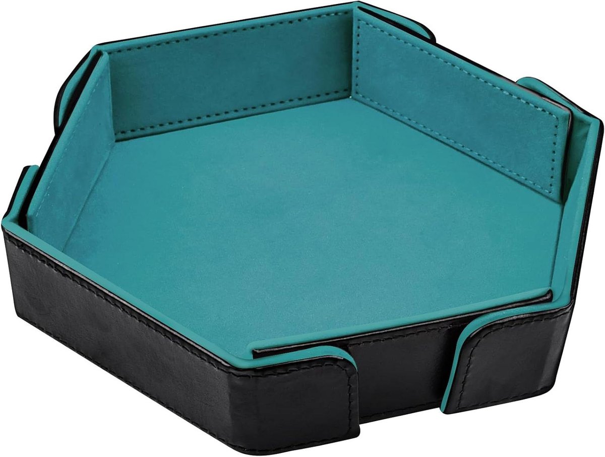 Dobbelsteen Tray - Dobbelsteen Plank - Spel Bescherming - Magnetisch Opvouwbaar - Hexagonaal - Cyaan