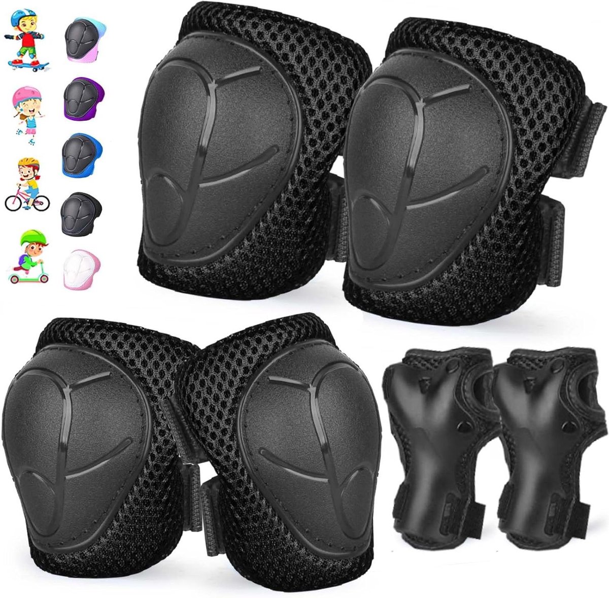 Kinderen Beschermset - Valbescherming Set - Buitenspelen - 3-delige Set - 3-11 Jaar - Zwart