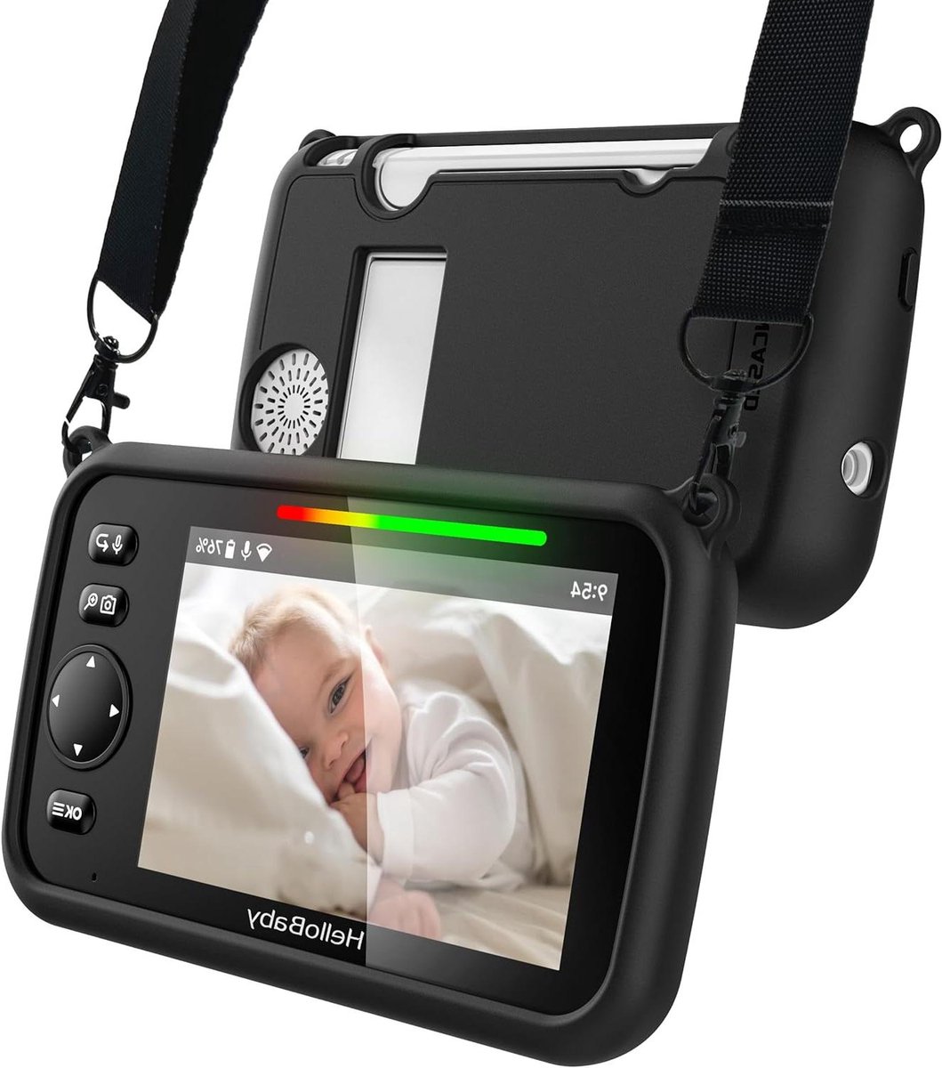 Beschermhoes Babyfoon - Babyfoon Case - Baby in de gaten houden - Met draagriem en magneten - 5 inch scherm