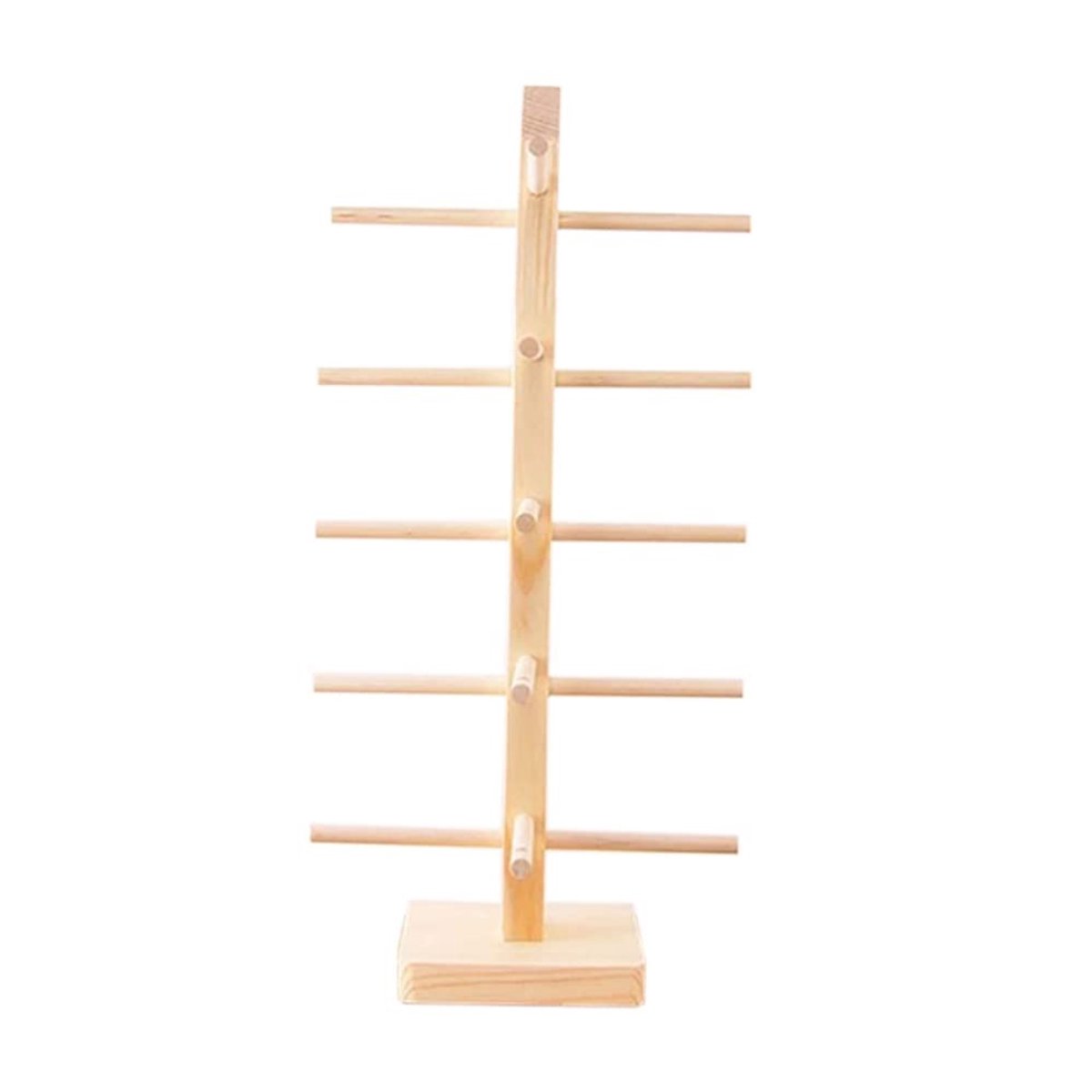Allecto - Houten Bril Stand - Zonnebril Organizer - 5 Paar Bril Houder - Compact en Stijlvol - Perfect voor Thuis of Op Reis - Handig en Ruimtebesp...