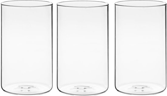 Allecto - Winter Shore - Glazen Vazen - Decoratieve Vaas Bundel - 15 cm Hoog - Transparante Cilinder Vazen - Perfect voor Bloemen en Kaarsen - Huis...
