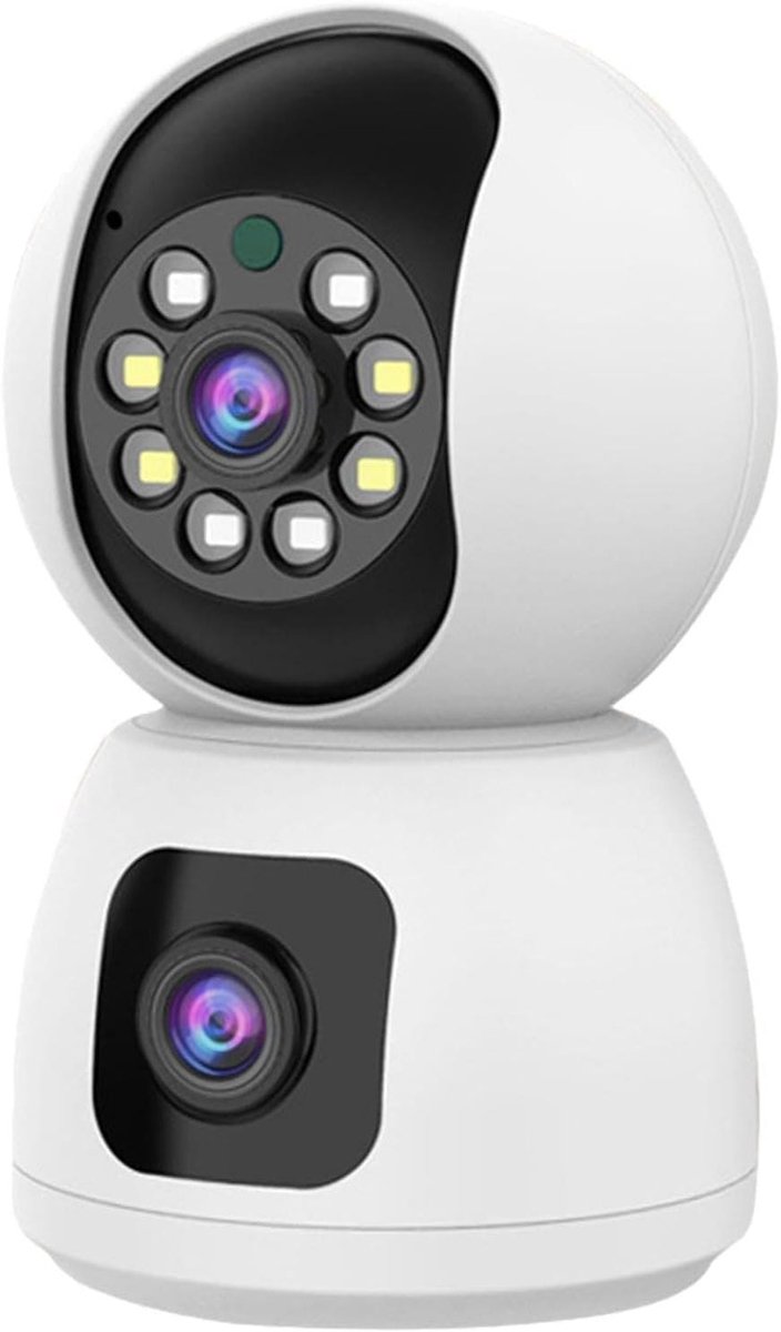 Wifi PTZ Camera - Beveiligingscamera Dubbele Lens - Huisbewaking - 360 Graden Panoramisch - IP44 - Wit