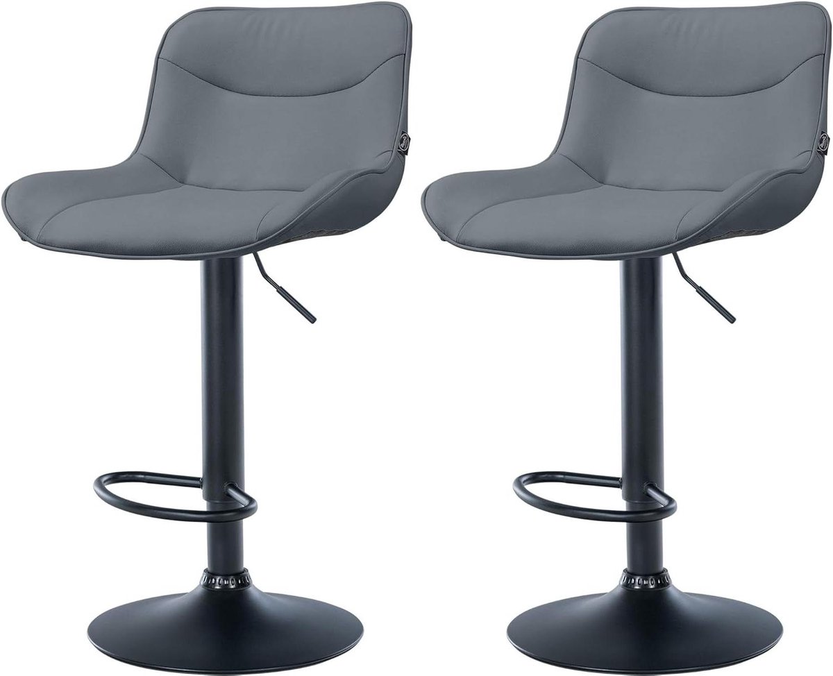 Barkrukken Set - Barstoelen Keuken - Comfortabel Zitten - In Hoogte Verstelbaar - 85 cm - Grijs