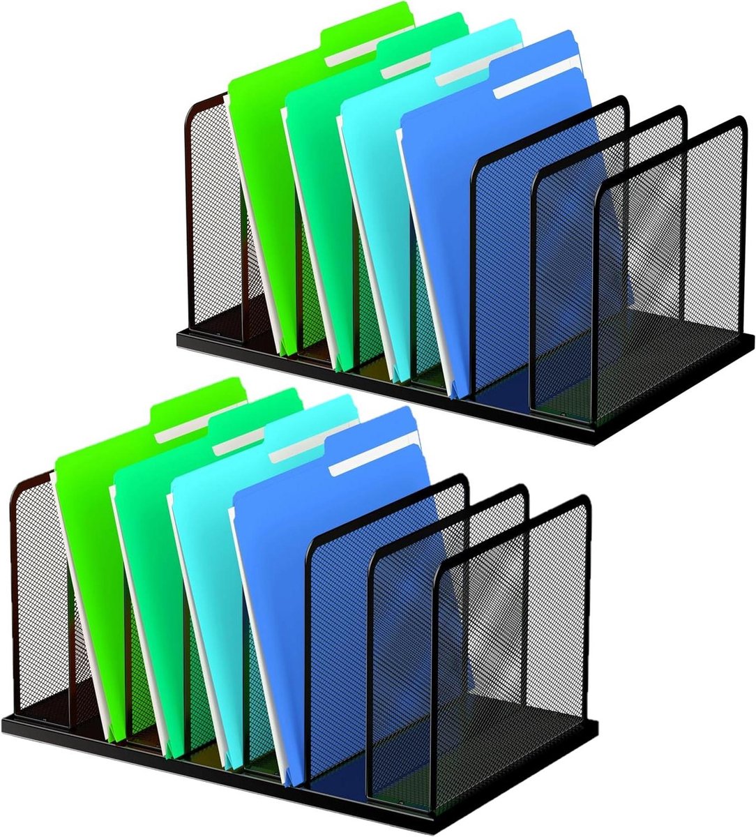 Bureau File Organizer - BestandsSorter Bureau - Bureau Opruimen - 7 Verticale Vakken - 2 Stuks - Zwart