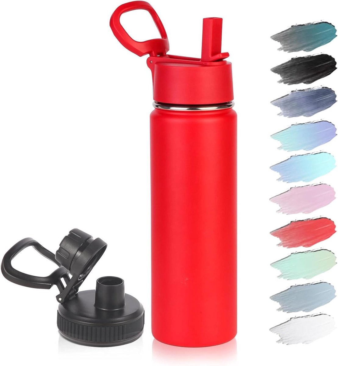Geïsoleerde Waterfles - Thermosfles Kinderen - Hydratatie Onderweg - Dubbelwandig Vacuüm Geïsoleerd - 600 ml - Rood