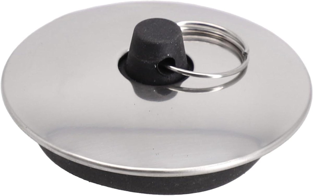 Gootsteenstop - Afvoerplug Badkuip - Water Dicht Maken - Met Ophangring - 40 mm - Zwart