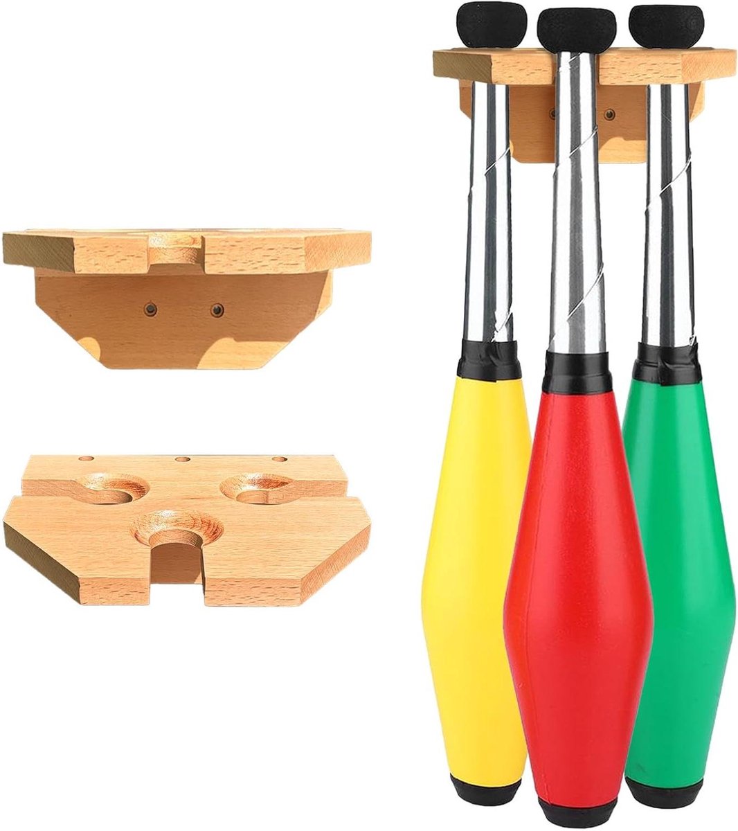 Juggling Club Houder - Juggling Ball Rek - Sportmateriaal Opbergen - Houten Constructie - 18.8 x 15.7 cm - Houtkleur