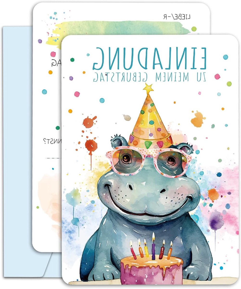 Kleurige Verjaardagsuitnodigingen voor Kinderen met Enveloppen, 13 Stuks, 105 x 148 mm, Feestelijke Uitnodigingen voor Verjaardagsfeestjes