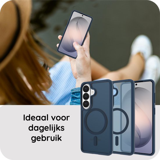 Blauw hoesje voor Samsung S26, ideaal voor dagelijks gebruik, met MagSafe ring.